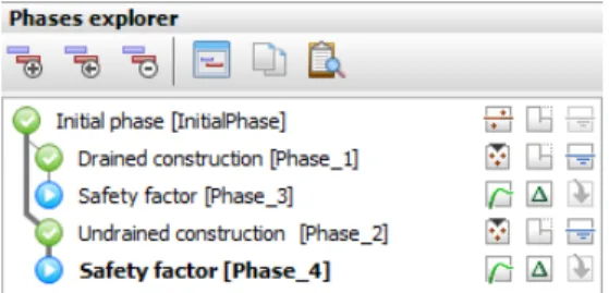 Figure 36: Phases explorer displaying the Safety calculation phases