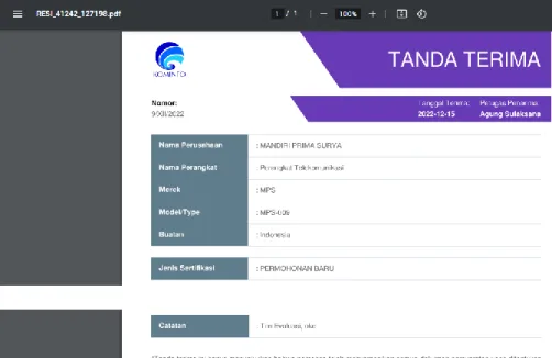 Gambar 44 Print Preview Tanda Terima  