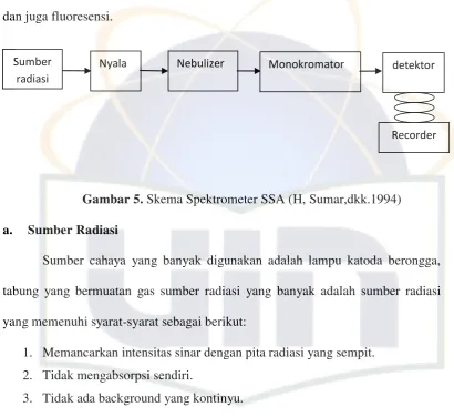 Gambar 5. Skema Spektrometer SSA (H, Sumar,dkk.1994) 