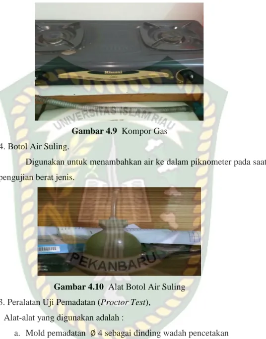 Gambar 4.9  Kompor Gas  4. Botol Air Suling. 