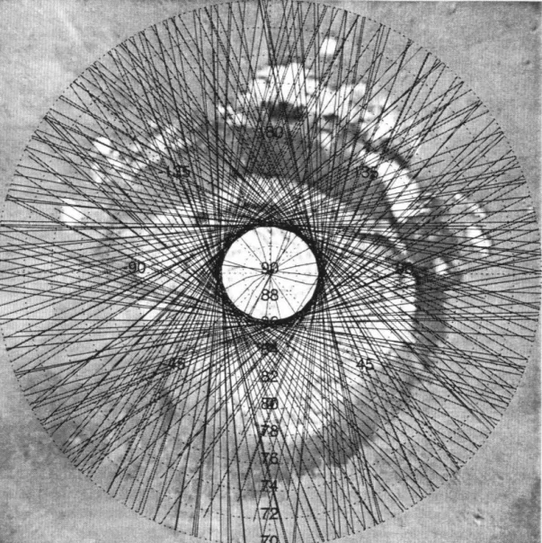 Figure 2.2:  MOLA  coverage of the North  Polar Region at.  the end  of Science  Phasing  Orbit  (north  of 70°  shown  from  ooE  longitude) 