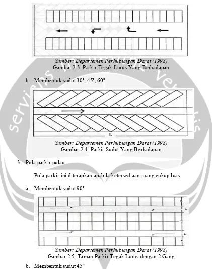 Gambar 2.3. Parkir Tegak Lurus Yang Berhadapan 