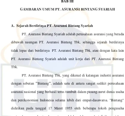 GAMBARAN UMUM PT. ASURANSI BINTANG SYARIAH 