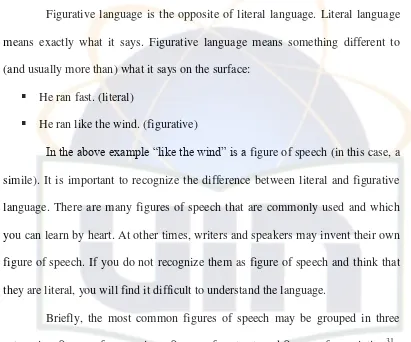 Figurative language is the opposite of literal language. Literal language 