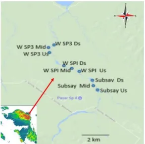Figure 1. Sampling sites location at Prafi River, Manokwari   Description:  