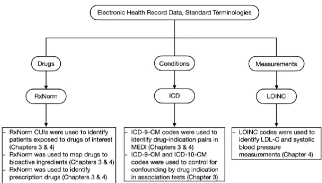 Figure 1. Overview of EHR data standard terminology used in studies.  