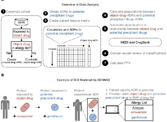Figure 1. Overview of data analysis and example of DDIs modeled by DDIWAS. 