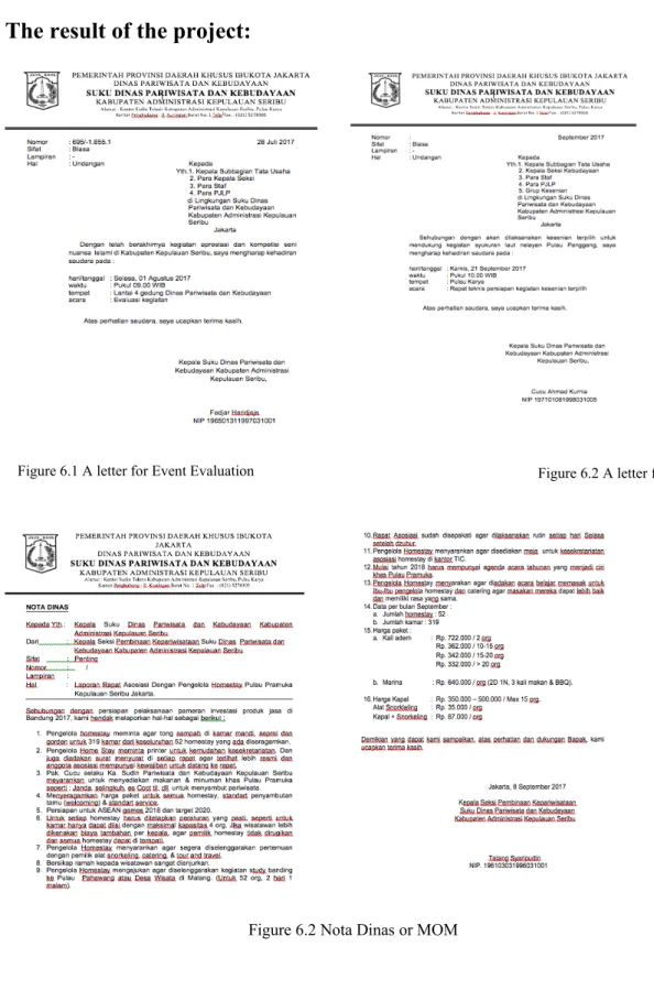 Figure 6.1 A letter for Event Evaluation Figure 6.2 A letter for Technical Meeting