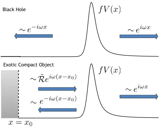 Figure 4.1: Top: The boundary conditions for waves propagating on a black hole spacetime