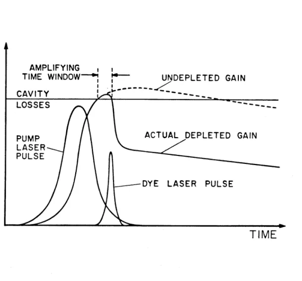 Figure 3.2  Relations which exist between pump pulse, signal pulse,  gain and cavity loss in synchronously mode-locked dye laser