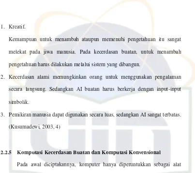 Tabel 2.2  Perbedaan Kecerdasan Buatan dengan 