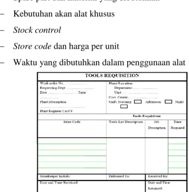 Gambar 3. 13 Contoh form permintaan alat dan material