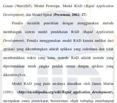 gambar dari model RAD, yang terlihat pada gambar 3.1 (Kendall & 