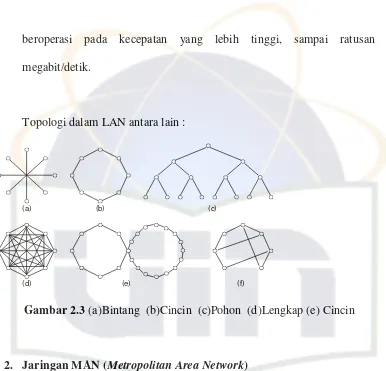 Gambar 2.3 (a)Bintang  (b)Cincin  (c)Pohon  (d)Lengkap (e) Cincin 