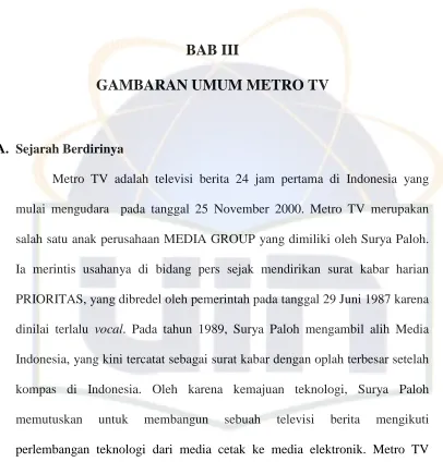 GAMBARAN UMUM METRO TV 