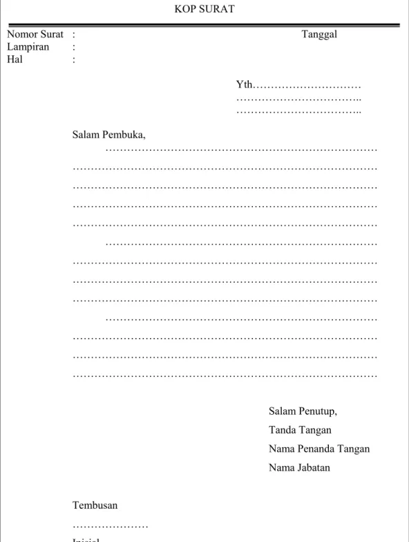 Gambar 3: Format Setengah Lurus versi a (Indonesia lama) KOP SURAT 