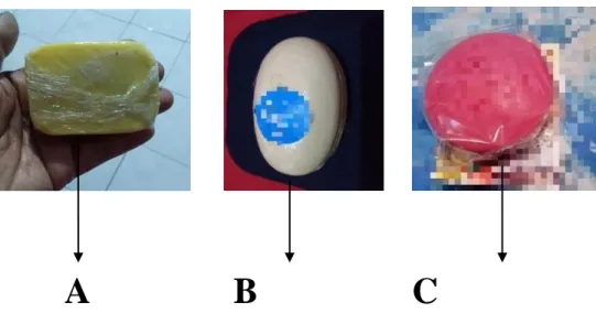 Gambar 2. Sabun Pemutih Merek A, B dan C. 