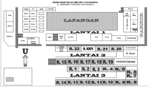 Gambar 2. Denah Gedung SMK PIRI 1 Yogyakarta 