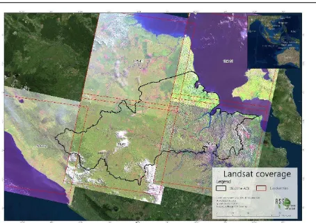 Figure 3: Five Landsat tiles are needed to cover the BIOCLIME project area.