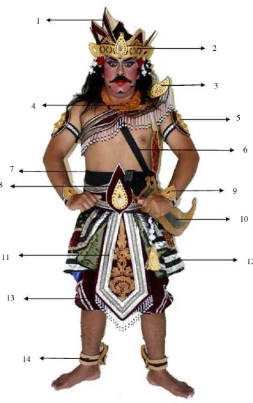 Gambar 3 : Foto Kostum tari Abimanyu Wigna tampak depan 