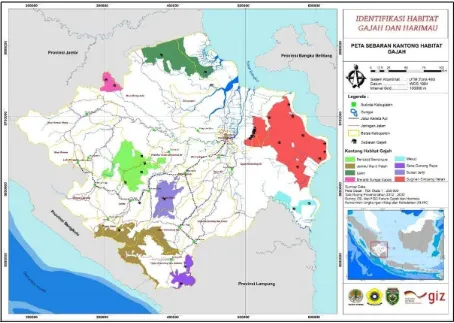 Tabel 3.2.  Kantong-kantong habitat harimau (Panthera tigris sumatrae) di Sumatera Selatan 