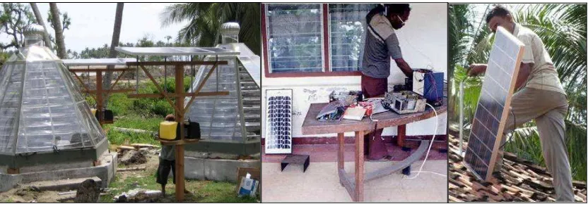 Fig. 2: (1-3) PV water pumping system in NTT Province: Access to clean water saves time for fetching water from the creek, for gardening and other household productive activities