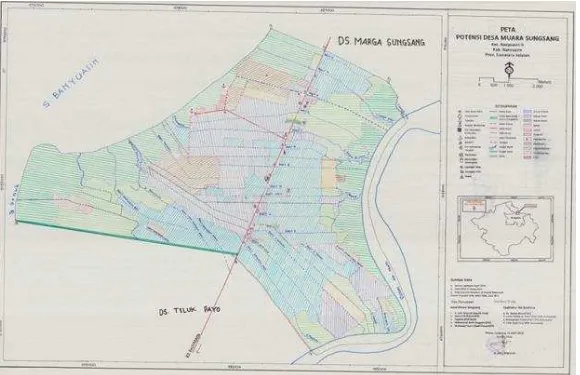 Gambar 7. Peta Batas dan Potensi Desa Muara Sungsang Hasil Pemetaan Partisipatif Muara Sungsang 