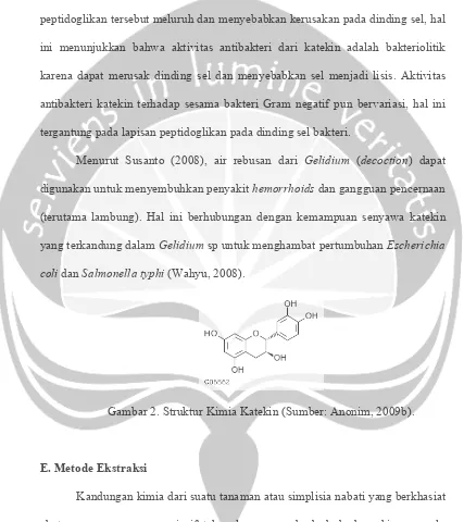 Gambar 2. Struktur Kimia Katekin (Sumber: Anonim, 2009b). 