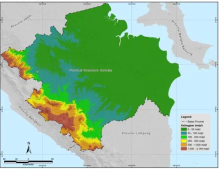 Figure 3.1. Distribution of elevation class Sumatera Selatan Province 