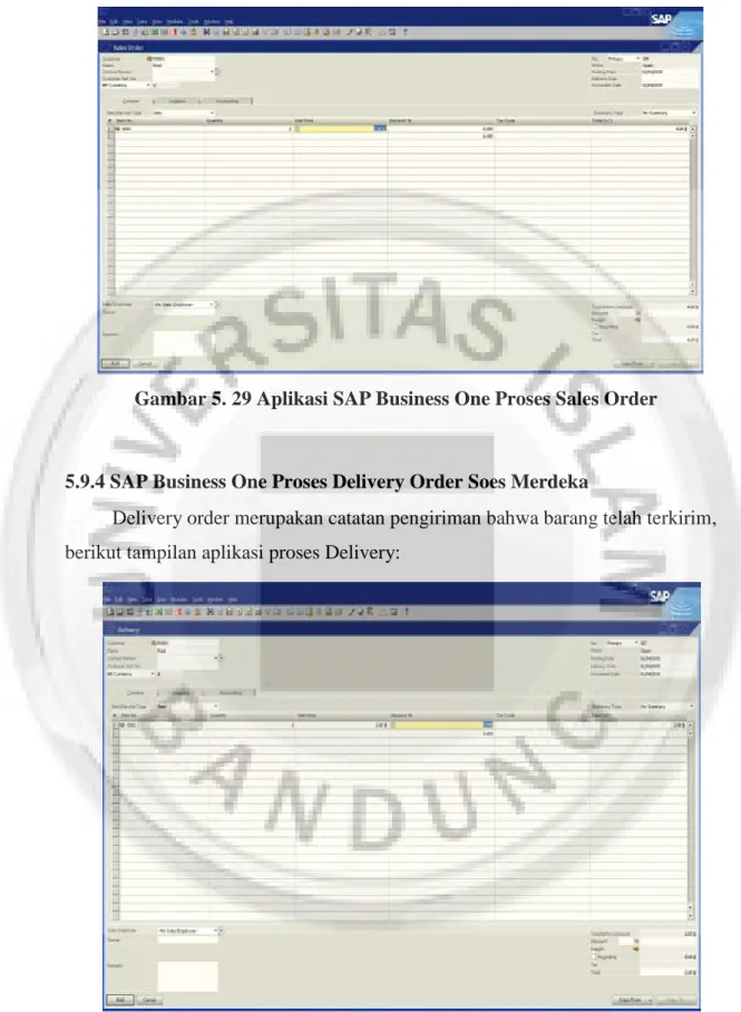 Gambar 5. 29 Aplikasi SAP Business One Proses Sales Order 