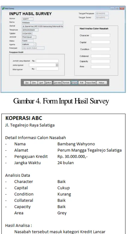 Gambar 4. Form Input Hasil Survey 