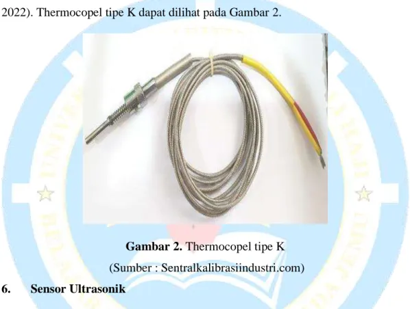 Gambar 2. Thermocopel tipe K   (Sumber : Sentralkalibrasiindustri.com)  6.  Sensor Ultrasonik  