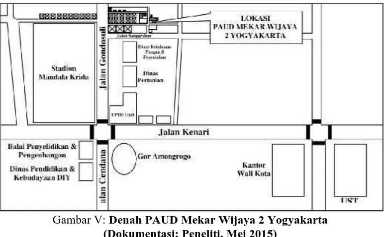 Gambar V: Denah PAUD Mekar Wijaya 2 Yogyakarta(Dokumentasi: Peneliti, Mei 2015)
