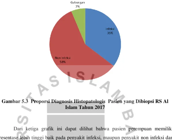Gambar 5.3  Proporsi Diagnosis Histopatologis  Pasien yang Dibiopsi RS Al  Islam Tahun 2017 