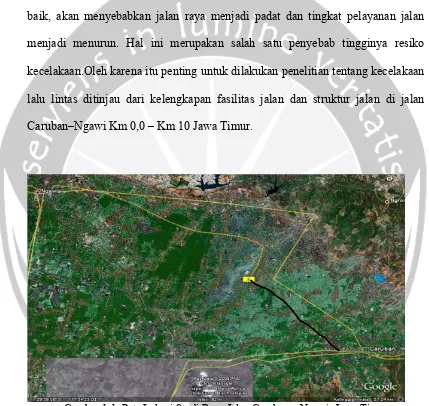 Gambar 1.1. Peta Lokasi Studi Ruas Jalan Caruban – Ngawi  Jawa Timur 