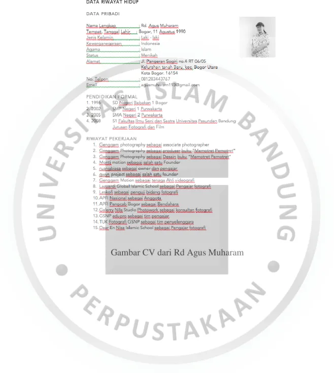 Gambar CV dari Rd Agus Muharam 