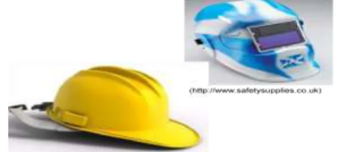 Gambar 5.2. Kacamata Debu  Gambar 5.3.Kacamata Las Listrik  2)  Alat  Pelindung  Kepala,  Topi  atau  helm  adalah  alat  pelindung  kepala  bila 