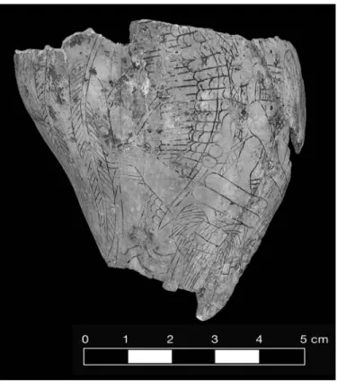 FIGURE 4.27. craig a style carving showing birdman theme  (448825). note beaded apron, forelock, avian characteristics, and  leg raised in movement.