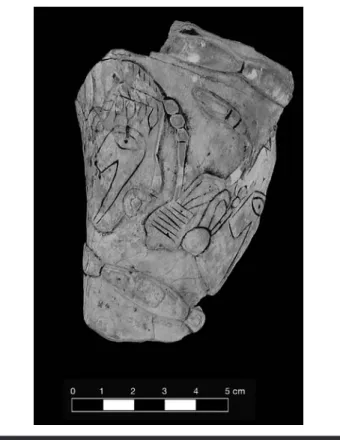 FIGURE 4.28. Fragment of craig a style cup (448871s01) depicting  a bison flank (in lower section) shot with an arrow.