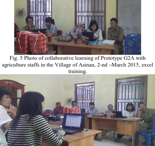 Fig. 5 Photo of collaborative learning of Prototype G2A with  agriculture staffs in the Village of Asinan, 2-nd March 2015, excel 