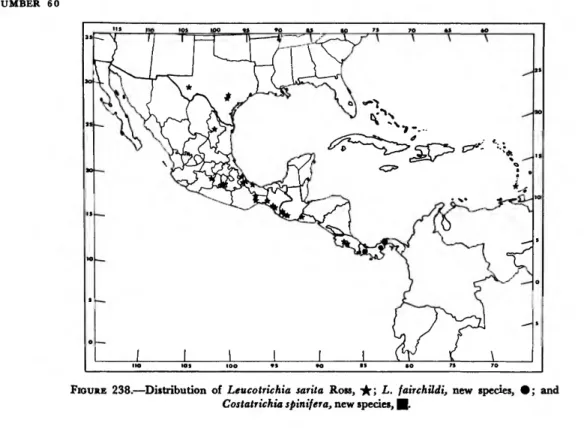 FIGURE 239.—Distribution of Leucotrichia pictipes (Banks), if; and Zumatrichia notosa (Ross),«.