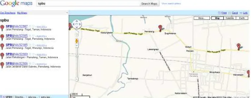 Gambar 5a. Peta Jawa Tengah Losari-Batang diperoleh dari maps.google.com.  