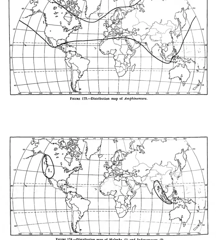 FIGURE 174.—Distribution map of Malenka (1) and Indonemoura (2).