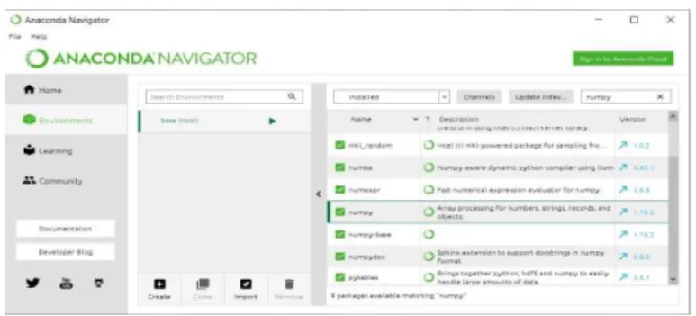 Gambar  3 Manajemen environment pada Anaconda Data Platform. 