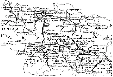 Gambar 1.2: Peta jalan kereta api di Jawa Barat tahun 1930 