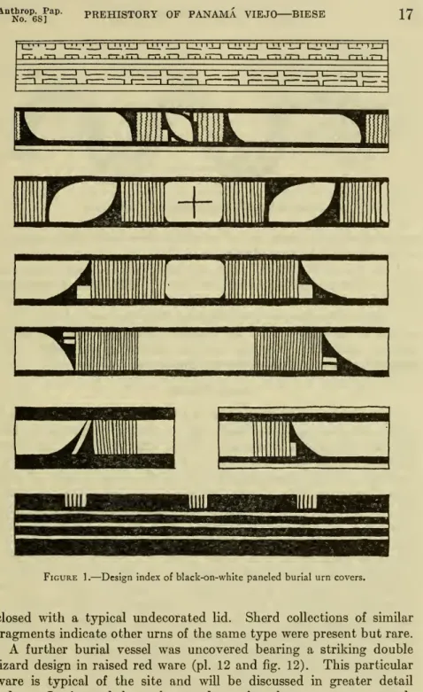 Figure 1. — Design index of black-on-white paneled burial urn covers.