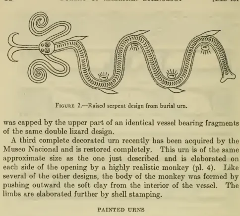 Figure 2. — Raised serpent design from burial urn.
