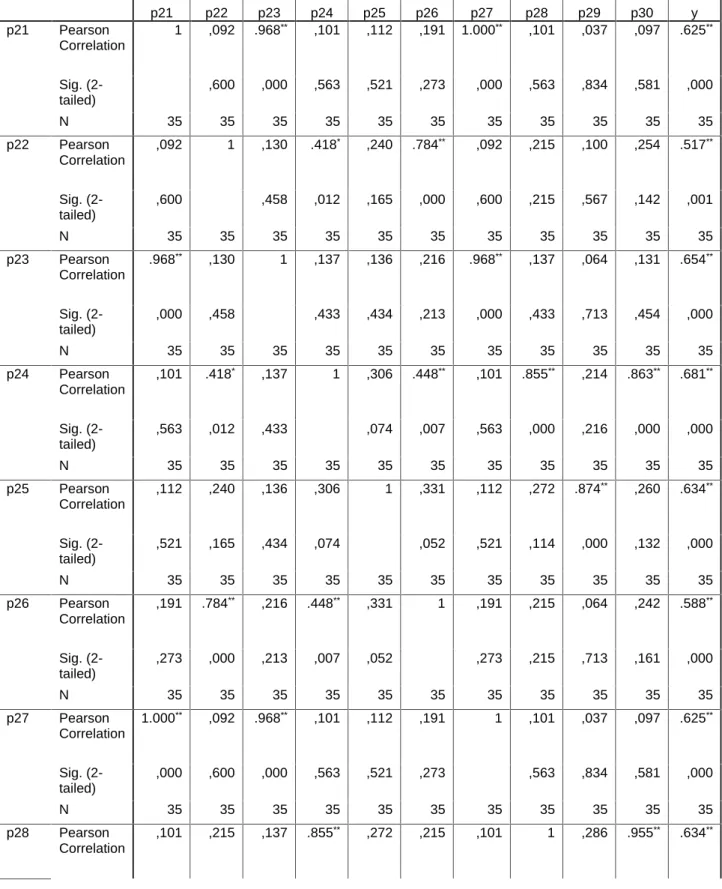 Tabel Correlations Y
