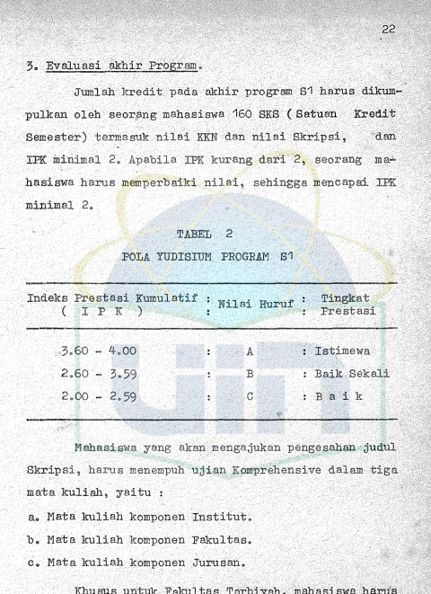 TABEL 2 POLA YUDISIUM PROGRAM S1 