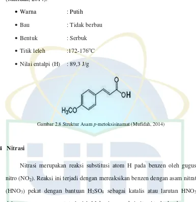 Gambar 2.8 Struktur Asam p-metoksisinamat (Mufidah, 2014) 